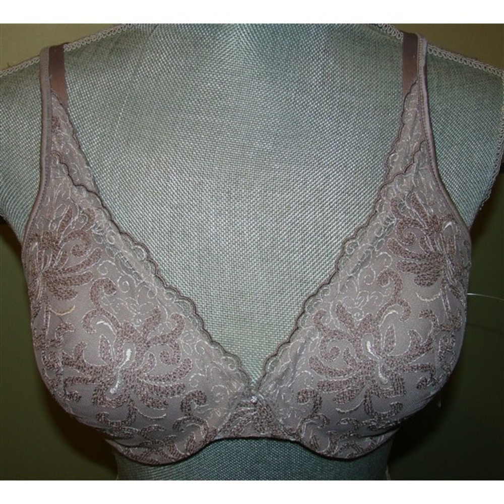 NWOT Playtex 42DD Side Smoothing Embroidered Underwire Bra 4513 Taupe 113024 - Picture 2 of 4